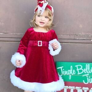 Newberry Velour Faux Fur Santa Christmas Dress